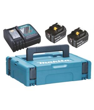 Makita набор:быстрое зарядное устройство и 2 аккумулятора  18 V, 2XBL1850B, DC18RC, чемодан MAKPAC 