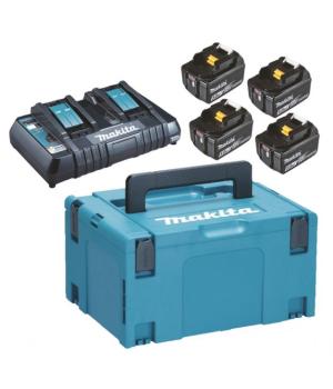 Makita  набор: двойное зарядное устройство и 4 аккумулятора  18 V, 4XBL1850B, DC18RD, чемодан MAKPAC