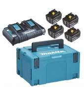 Makita  набор: двойное зарядное устройство и 4 аккумулятора  18 V, 4XBL1850B, DC18RD, чемодан MAKPAC