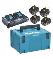 Makita  набор: двойное зарядное устройство и 4 аккумулятора  18 V, 4XBL1850B, DC18RD, чемодан MAKPAC