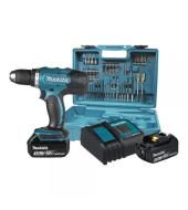 Makita Akutrell 18V, 42/27Nm, 1300 min⁻¹, 2x 3,0Ah akut, laadija, 74 otsakut