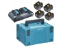 Makita kahene Laadija ja 4akut Kmpl. 18V, 4XBL1850B, DC18RD, MAKPAC Kohver